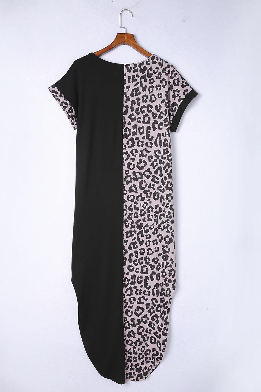 Fiercely Chic Leopard Midi Curve Hem Dress - MXSTUDIO.COM