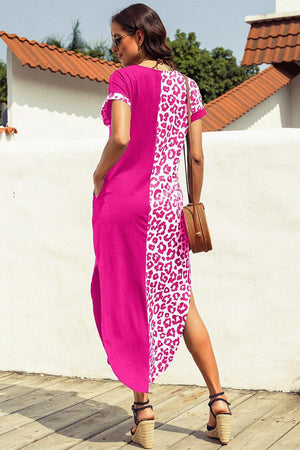 Fiercely Chic Leopard Midi Curve Hem Dress - MXSTUDIO.COM