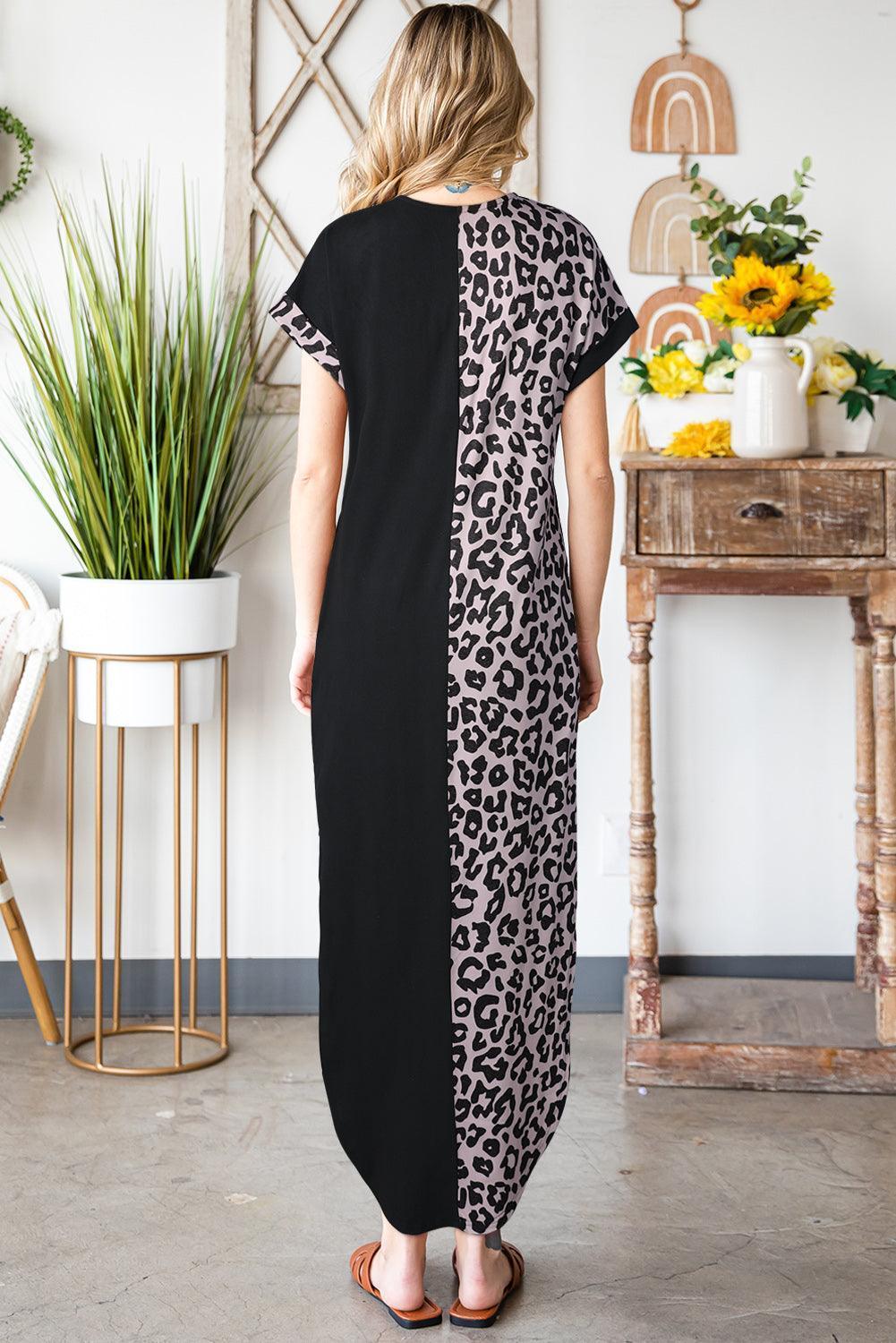 Fiercely Chic Leopard Midi Curve Hem Dress - MXSTUDIO.COM