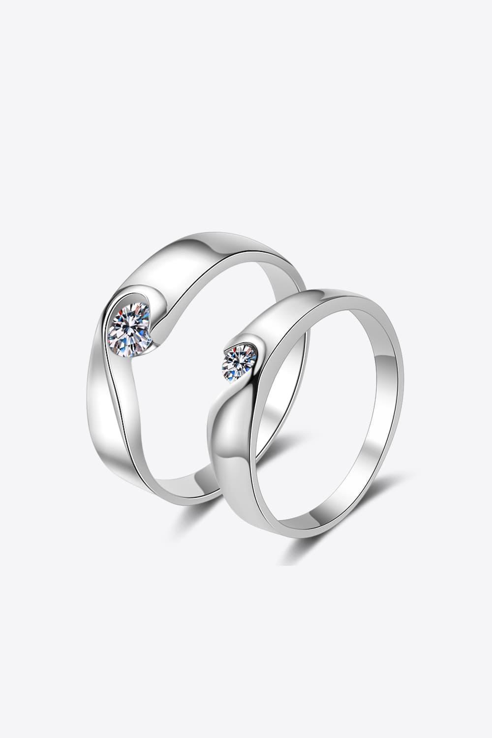 Fiery Brilliance Sterling Silver Moissanite Couple Rings - MXSTUDIO.COM