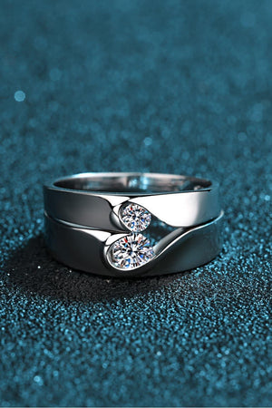 Fiery Brilliance Sterling Silver Moissanite Couple Rings - MXSTUDIO.COM