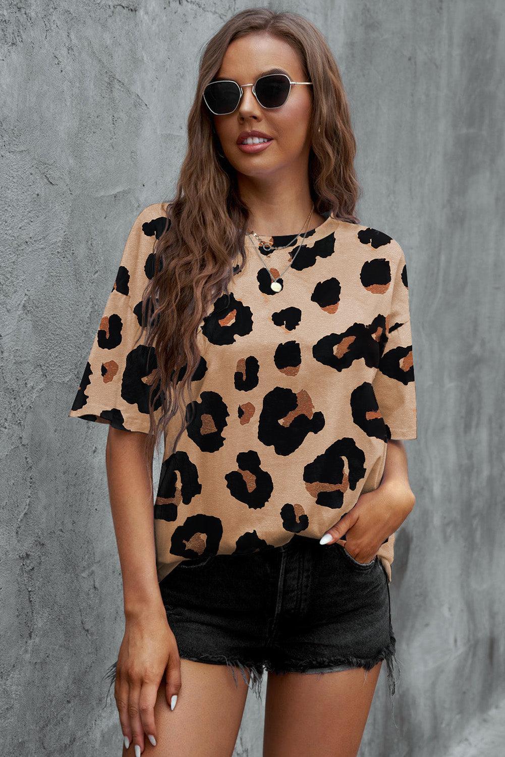 Fiery Crew Neck Animal Print Tee - MXSTUDIO.COM