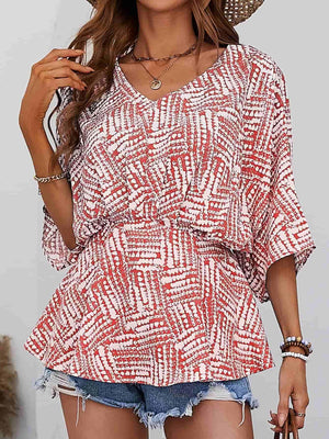 Fiery Soul V Neck Dolman Sleeve Peplum Blouse - MXSTUDIO.COM