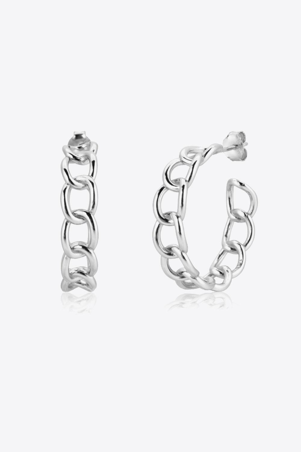 Final Touch Sterling Silver C-Shaped Chain Hoop Earrings - MXSTUDIO.COM