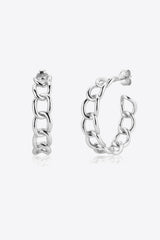 Final Touch Sterling Silver C-Shaped Chain Hoop Earrings - MXSTUDIO.COM