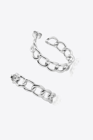 Final Touch Sterling Silver C-Shaped Chain Hoop Earrings - MXSTUDIO.COM