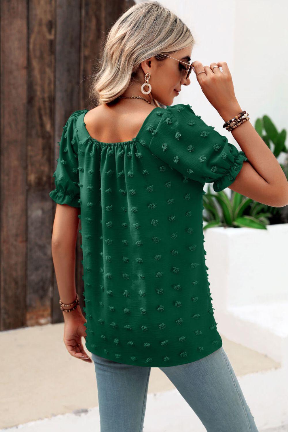 Find Your Wild Swiss Dot Square Neck Blouse - MXSTUDIO.COM