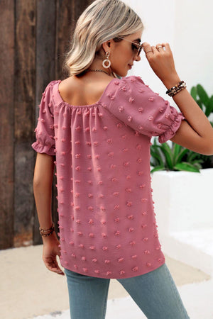 Find Your Wild Swiss Dot Square Neck Blouse - MXSTUDIO.COM