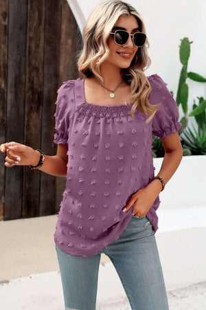 Find Your Wild Swiss Dot Square Neck Blouse - MXSTUDIO.COM