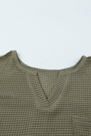 Fine Lady Green Waffle Knit Sweatshirt - MXSTUDIO.COM