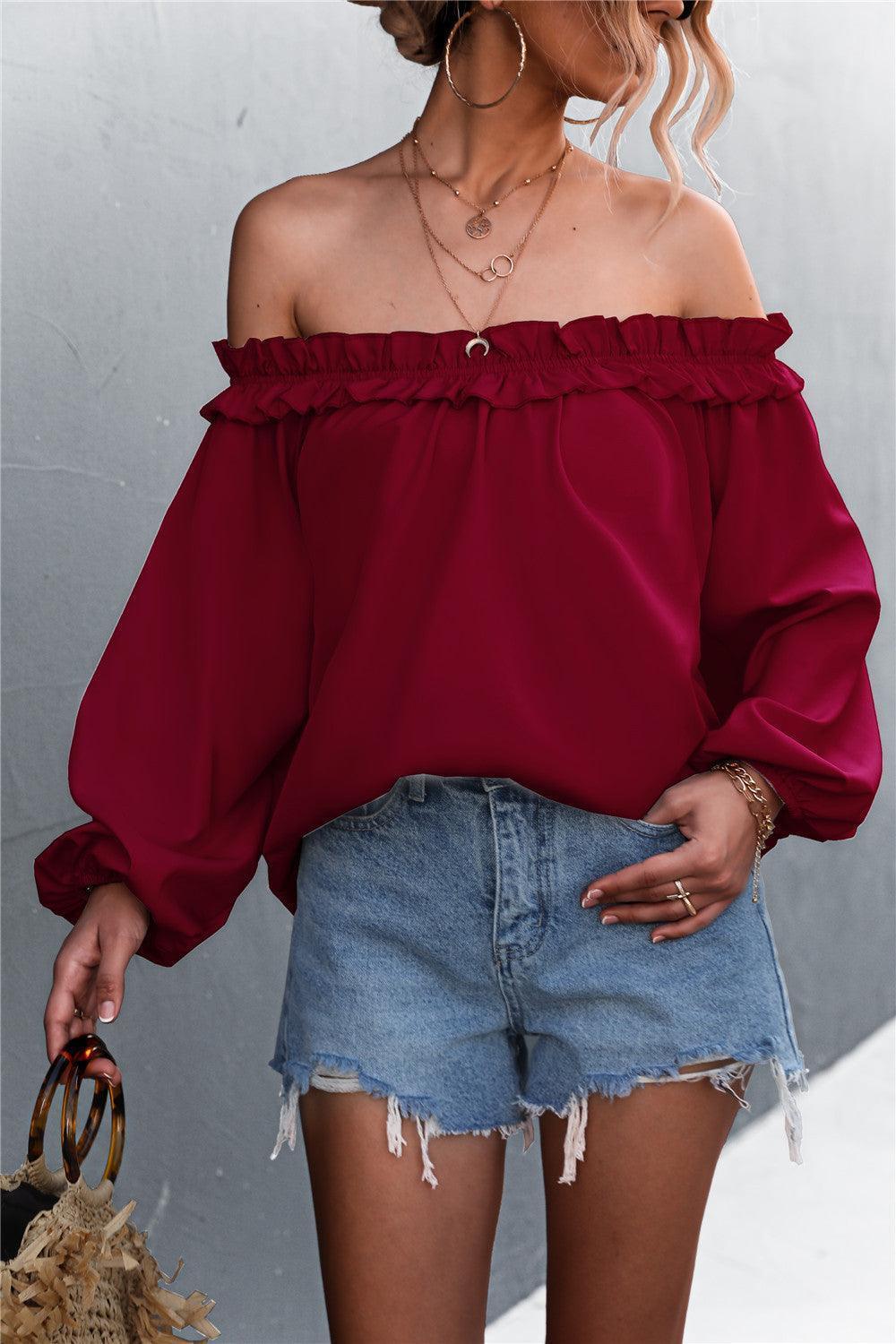 Fine Looking Off-Shoulder Balloon Sleeve Top - MXSTUDIO.COM