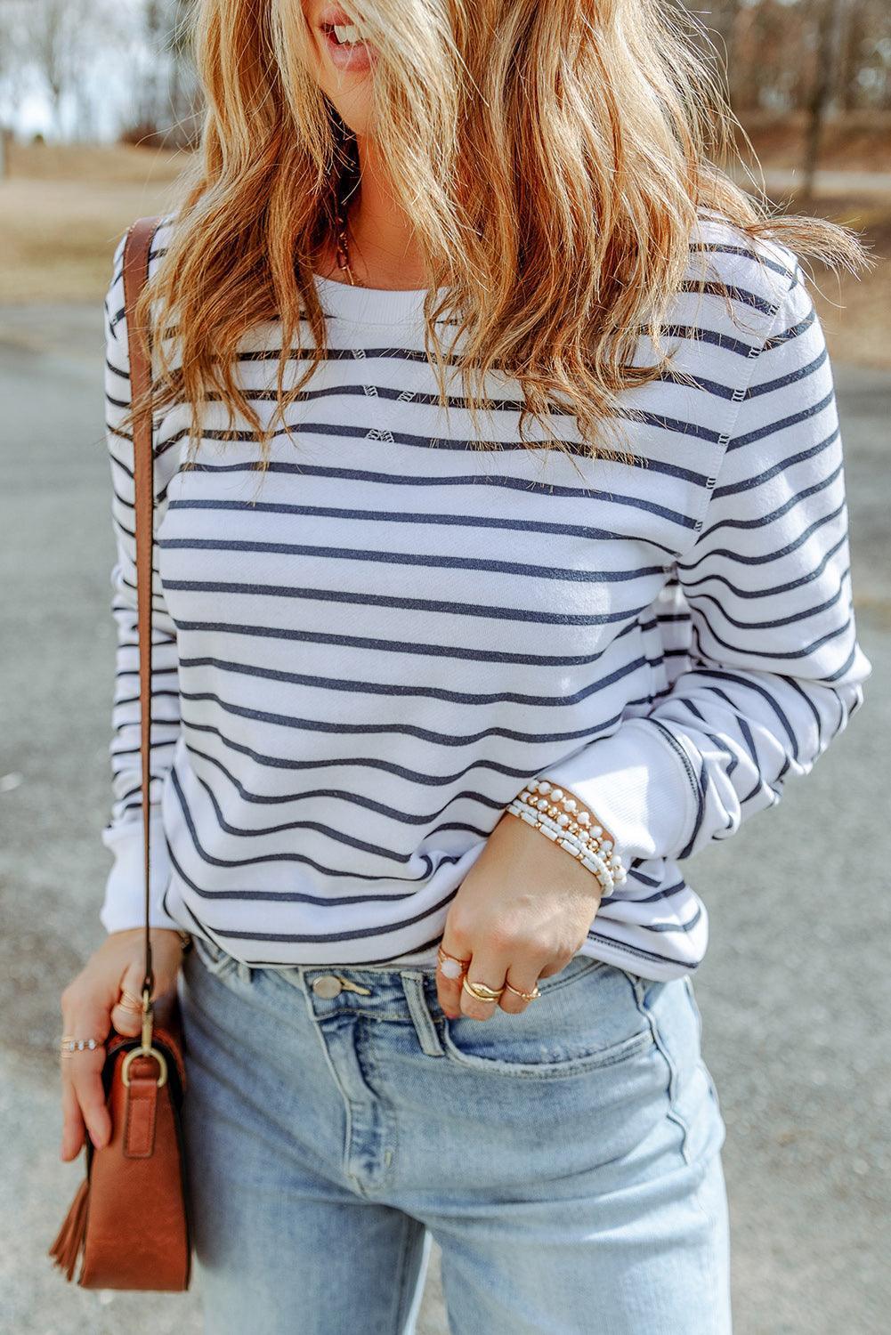 Fine Weekend Striped Long Sleeve Top - MXSTUDIO.COM