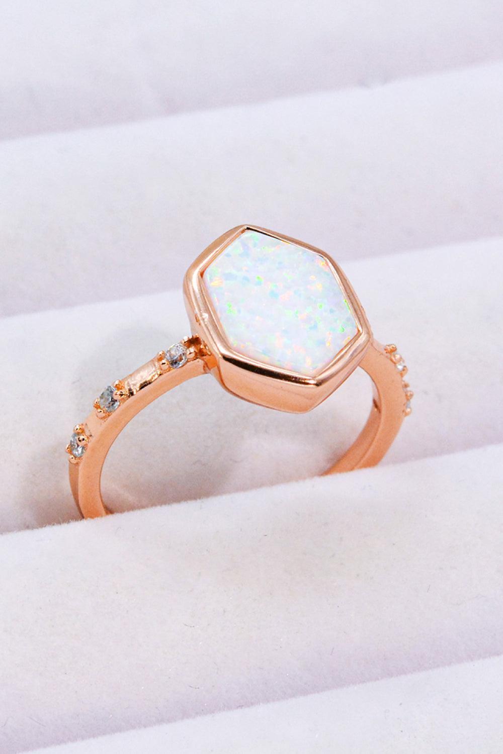 Finest Cut Hexagon 925 Sterling Silver Opal Ring - MXSTUDIO.COM