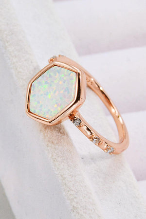 Finest Cut Hexagon 925 Sterling Silver Opal Ring - MXSTUDIO.COM