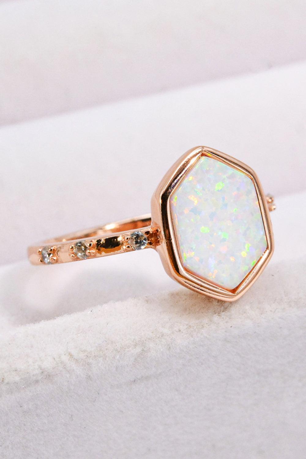 Finest Cut Hexagon 925 Sterling Silver Opal Ring - MXSTUDIO.COM