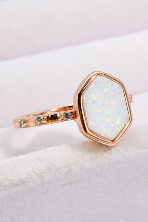 Finest Cut Hexagon 925 Sterling Silver Opal Ring - MXSTUDIO.COM