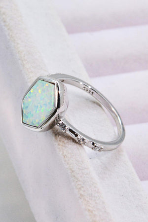 Finest Cut Hexagon 925 Sterling Silver Opal Ring - MXSTUDIO.COM