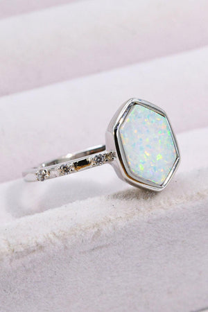 Finest Cut Hexagon 925 Sterling Silver Opal Ring - MXSTUDIO.COM