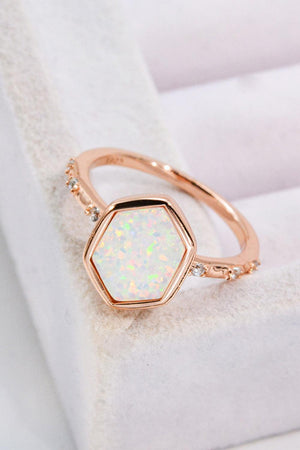 Finest Cut Hexagon 925 Sterling Silver Opal Ring - MXSTUDIO.COM