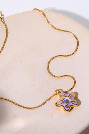 Finest Rhinestone Star Box Pendant Gold Plated Necklace - MXSTUDIO.COM