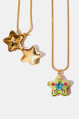 Finest Rhinestone Star Box Pendant Gold Plated Necklace - MXSTUDIO.COM