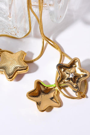 Finest Rhinestone Star Box Pendant Gold Plated Necklace - MXSTUDIO.COM