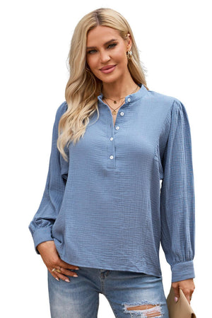 Fit Check Half Buttoned Long Sleeved Blouse - MXSTUDIO.COM