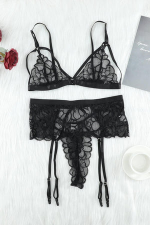 Fit Like A Dream Three-Piece Lace Lingerie Set - MXSTUDIO.COM