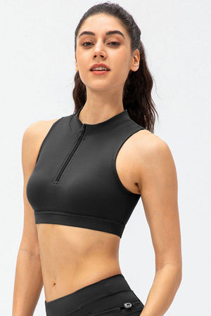 Fitness Influencer Zip Front Active Crop Tank - MXSTUDIO.COM