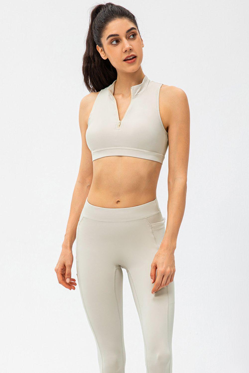 Fitness Influencer Zip Front Active Crop Tank - MXSTUDIO.COM