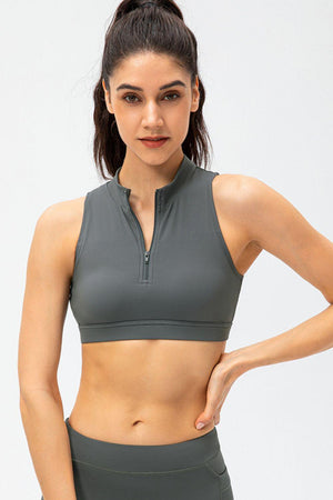 Fitness Influencer Zip Front Active Crop Tank - MXSTUDIO.COM