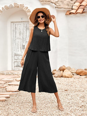 Flamboyant Sleeveless Cropped Wide Leg Jumpsuit - MXSTUDIO.COM