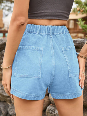 a close up of a person wearing shorts