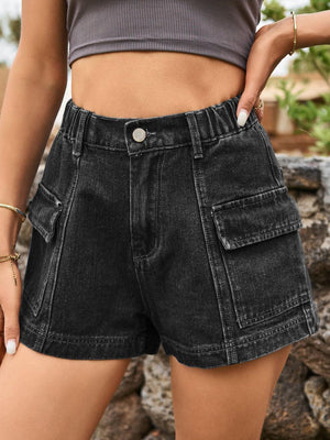 a close up of a person wearing shorts