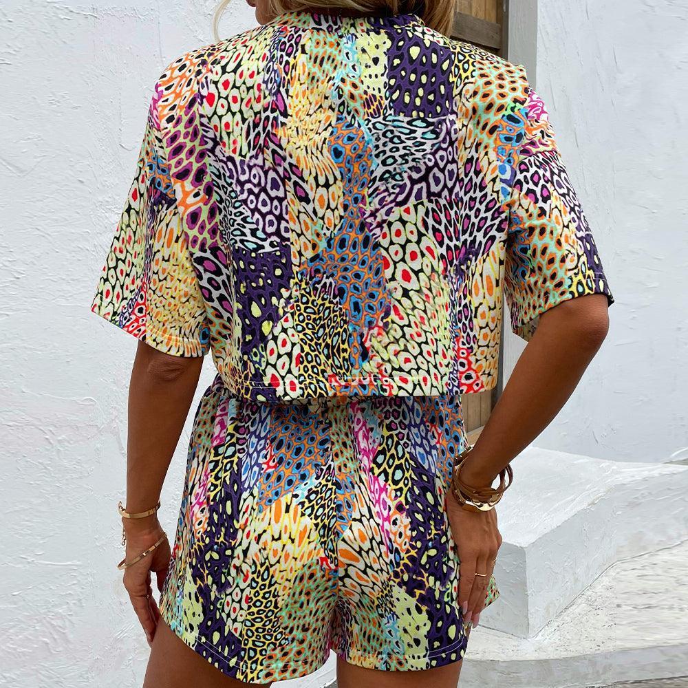 Flashy Dropped Shoulder Tee and Shorts Set - MXSTUDIO.COM