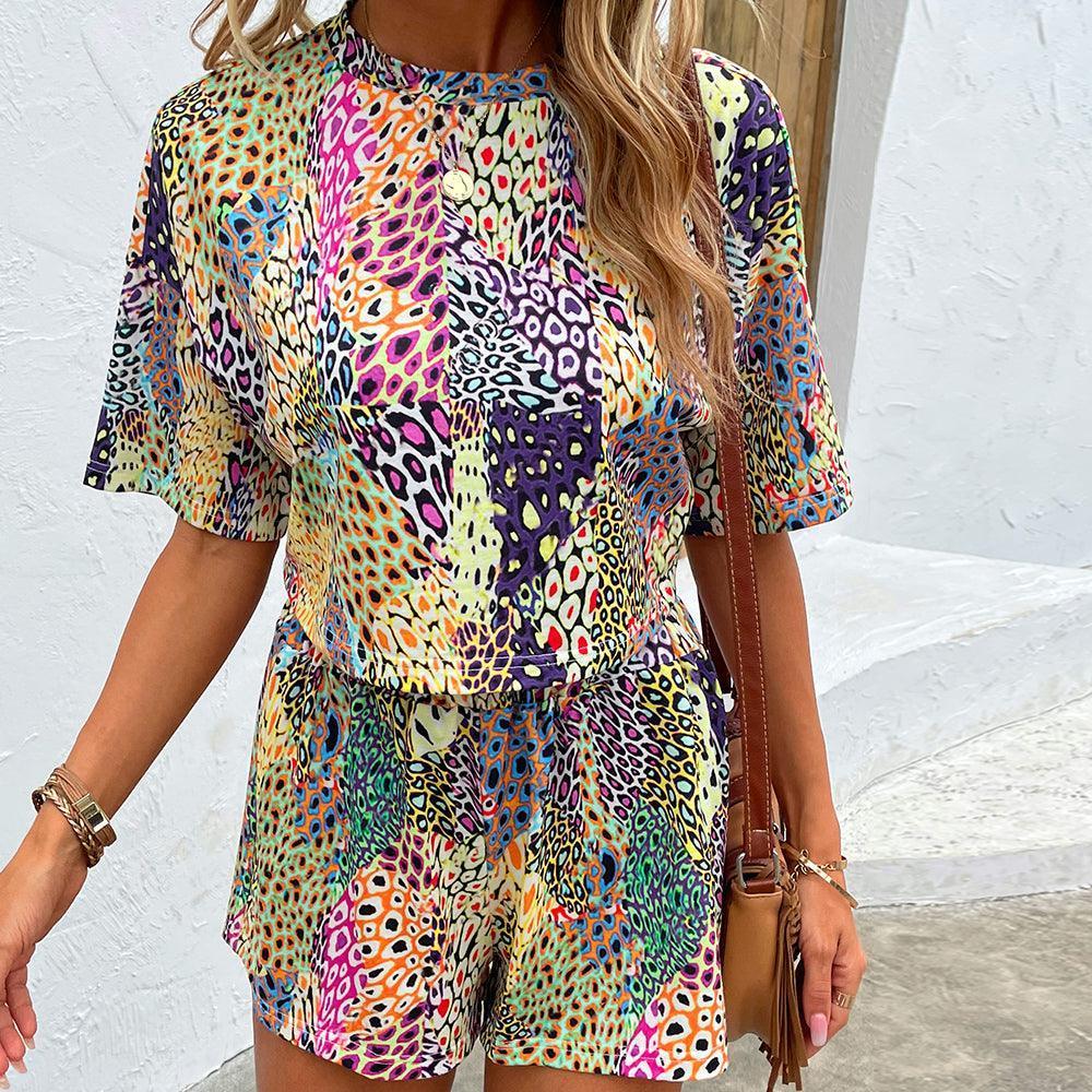 Flashy Dropped Shoulder Tee and Shorts Set - MXSTUDIO.COM