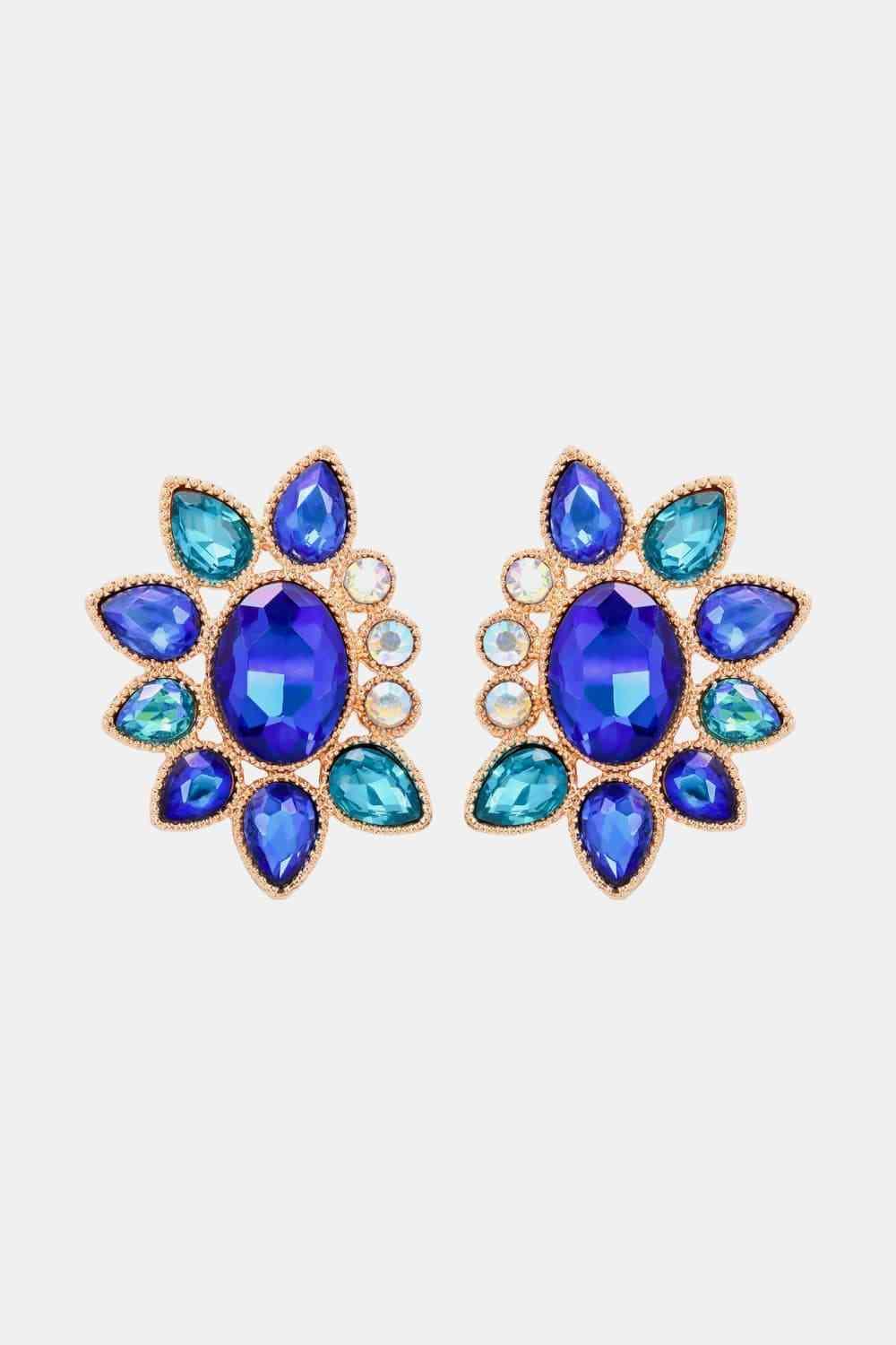 Flashy Glass Stone Geometric Dangle Earrings-MXSTUDIO.COM