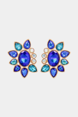 Flashy Glass Stone Geometric Dangle Earrings-MXSTUDIO.COM