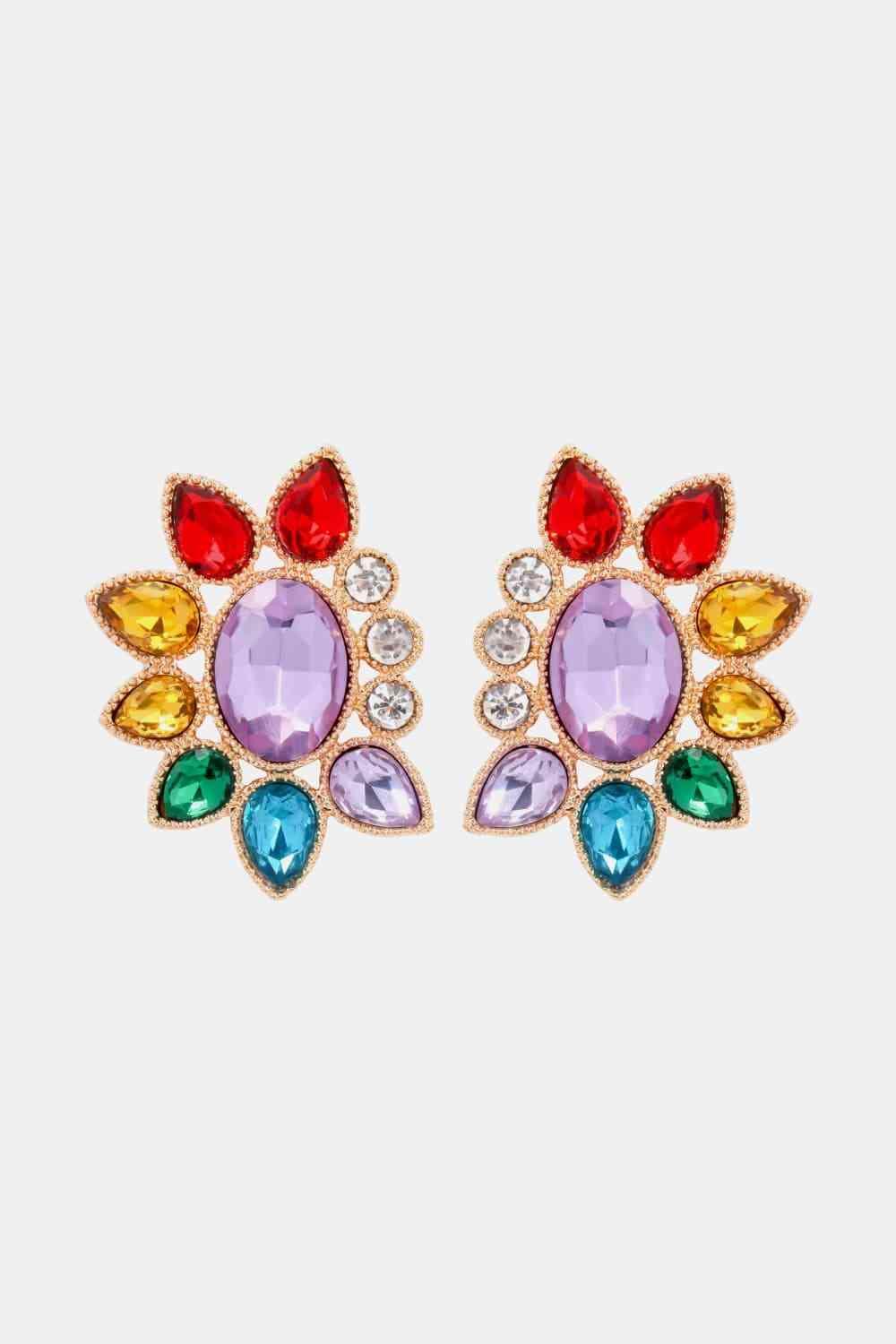 Flashy Glass Stone Geometric Dangle Earrings-MXSTUDIO.COM