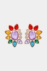 Flashy Glass Stone Geometric Dangle Earrings-MXSTUDIO.COM