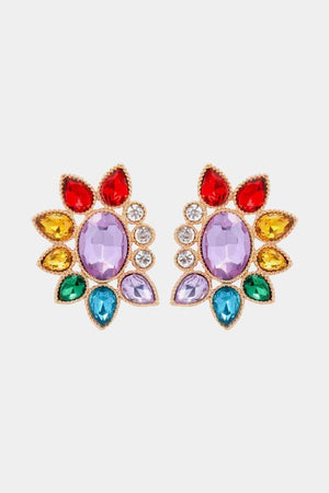 Flashy Glass Stone Geometric Dangle Earrings-MXSTUDIO.COM