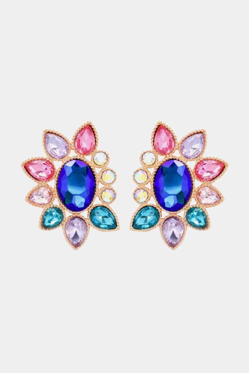 Flashy Glass Stone Geometric Dangle Earrings-MXSTUDIO.COM