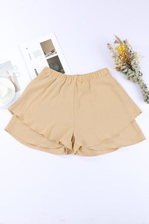 Flashy Layered Elastic Waist Shorts - MXSTUDIO.COM