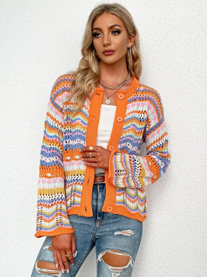 Flashy Openwork Cardigan - MXSTUDIO.COM