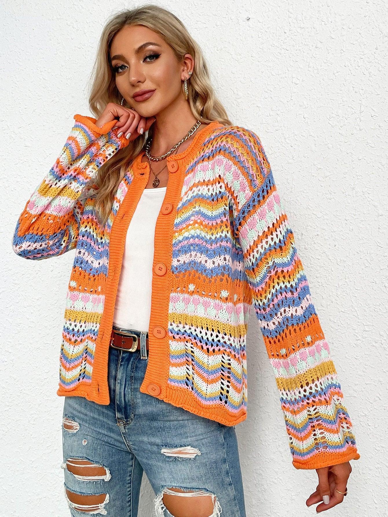 Flashy Openwork Cardigan - MXSTUDIO.COM