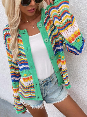 Flashy Openwork Cardigan - MXSTUDIO.COM