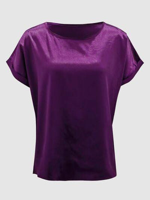 a women's purple top with short sleeves