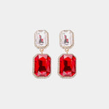 Flaunt Freely Glass Stone Geometric Dangle Earrings-MXSTUDIO.COM