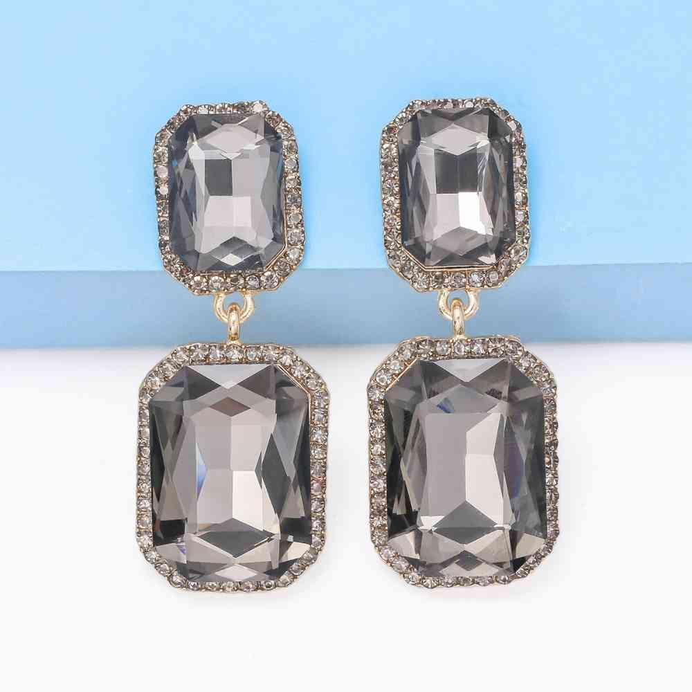 Flaunt Freely Glass Stone Geometric Dangle Earrings-MXSTUDIO.COM