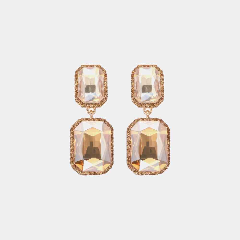 Flaunt Freely Glass Stone Geometric Dangle Earrings-MXSTUDIO.COM